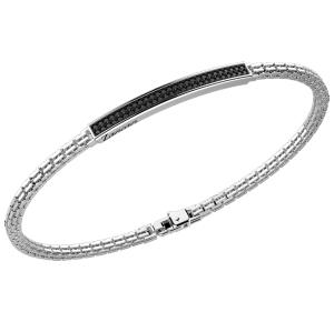 Bracciale Zancan da uomo in argento lucido e spinelli neri ESB153  - gallery