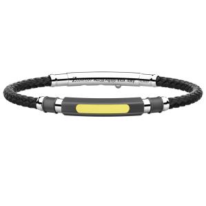Bracciale Zancan da uomo in argento titanio oro giallo e silcone ETB 145G