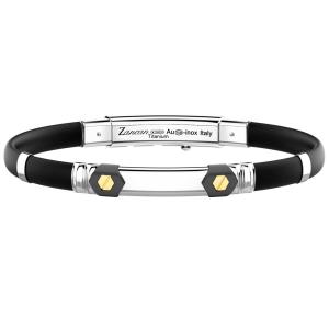 Bracciale Zancan da uomo in argento titanio oro giallo e silcone ETB 146G