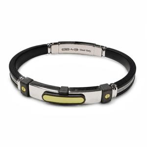 Bracciale Zancan da uomo in argento titanio oro giallo e silcone ETB 155G