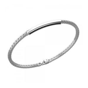 Bracciale Zancan in argento da uomo con targa e spinelli neri ESB 154