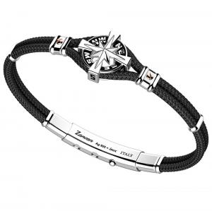 Bracciale Zancan Uomo in argento e corda nautica Nero Kompass EXB862R-NE