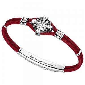 Bracciale Zancan Uomo in argento e corda nautica rosso rubino Regata Kompass EXB862R-RB