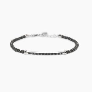 Braciale da uomo con ematite grigia e piastra in zirconi Black Rock 534090 - gallery