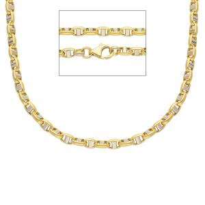 Catena da Uomo maglia traversino 50cm in oro giallo e bianco 18kt