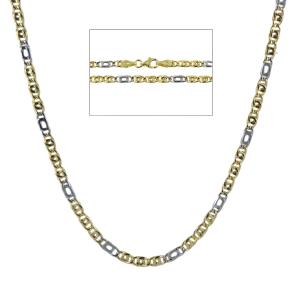 Catena da Uomo occhio di pernice alternata 50 cm in oro bicolore giallo e bianco 18kt