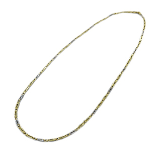 Catena da Uomo occhio di pernice alternata 50 cm in oro bicolore giallo e bianco 18kt