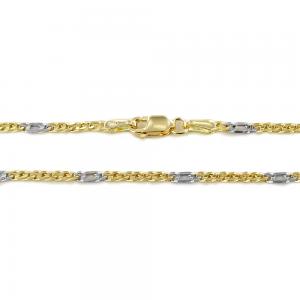 Catena da Uomo occhio di pernice alternata 48 cm in oro bicolore giallo e bianco 18kt