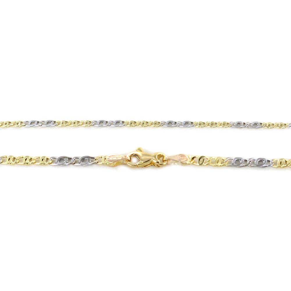 Catena da Uomo occhio di pernice 50cm in oro bicolore giallo e bianco 18kt - gallery