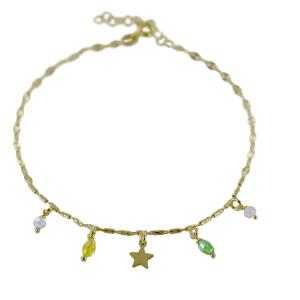 Cavigliera in argento dorato con stella e charm strass - gallery