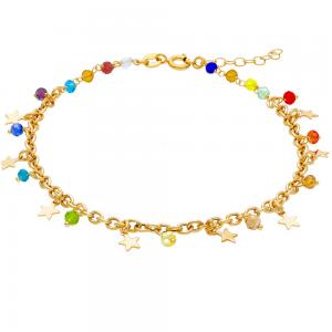 Cavigliera in argento dorato Stelle e Cristalli colorati