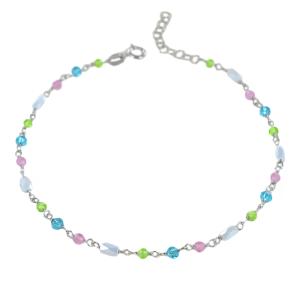 Cavigliera in argento silver con strass colorati - gallery