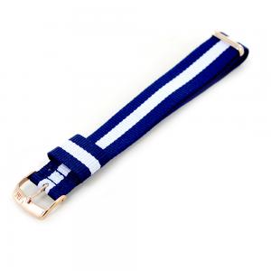 Cinturino NATO STRAPS blu e bianco chiusura rosa ansa 18 mm - gallery