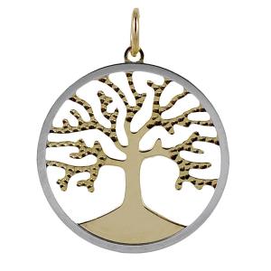 Ciondolo albero della vita grande in oro giallo e bianco - gallery