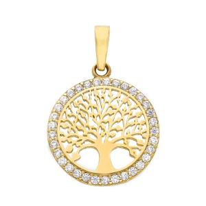 Ciondolo albero della vita in oro giallo 9 kt con zirconi - gallery