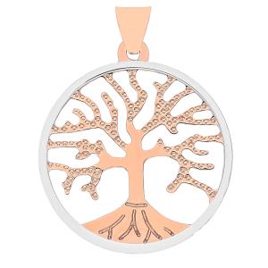 Ciondolo albero della vita medio in oro rosa e bianco - gallery