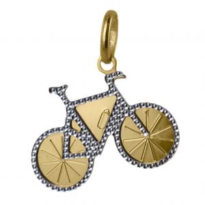 Ciondolo bicicletta in oro giallo e bianco con collana - gallery