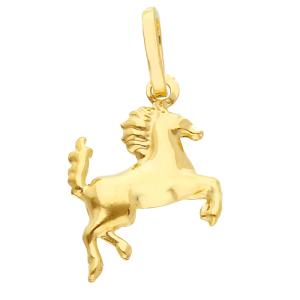 Ciondolo Cavallo Rampante in oro giallo con collana - gallery