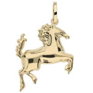 Ciondolo Cavallo Rampante in oro giallo con collana - gallery