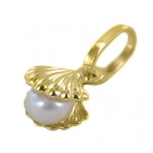 Ciondolo Conchiglia piccolo con Perla in oro giallo