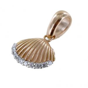 Rose gold Shell pendant with zircons - gallery