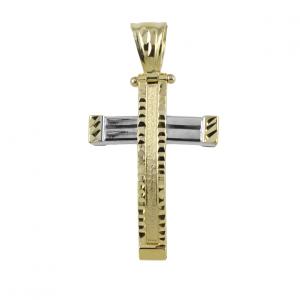 Ciondolo Croce moderna in oro due colori