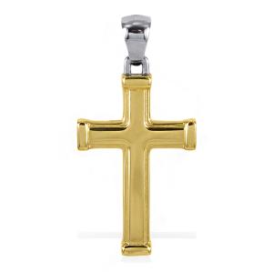 Ciondolo Croce moderna in oro giallo e bianco