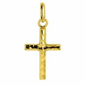 Ciondolo Croce moderna sfaccettata in oro giallo 