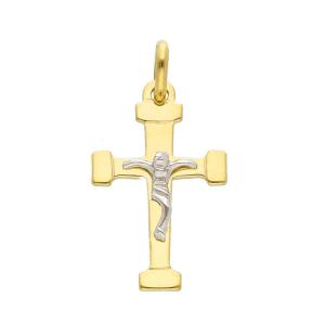 Ciondolo Crocefisso piccolo in oro giallo e bianco