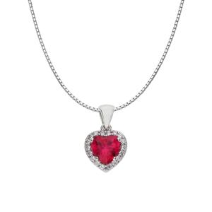 Ciondolo Cuore in oro e Zirconi colorati - Cuore Rosso - catena in argento - Gioielli Miami 