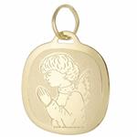 Ciondolo Medaglia con Angelo in preghiera - in oro 18 kt