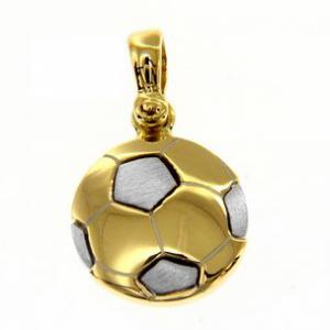 Ciondolo Palla da calcio in oro giallo e bianco con collana - gallery