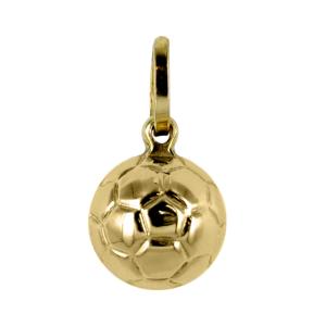 Ciondolo Palla da calcio sferica in oro giallo con collana