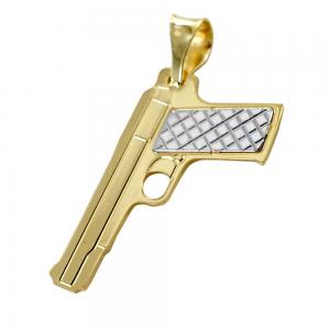 Ciondolo Pistola Semiautomatica in oro giallo e bianco