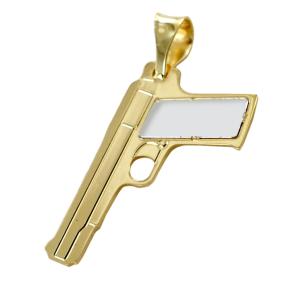 Ciondolo Pistola Semiautomatica in oro giallo e bianco - gallery