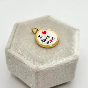 Ciondolo scritta e fiori I LOVE MOM - ciondolo mamma