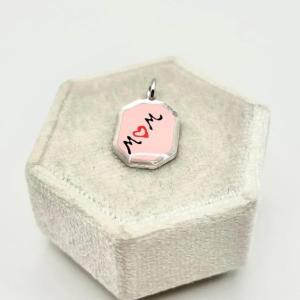 Ciondolo scritta e fiori MOM - ciondolo mamma rosa