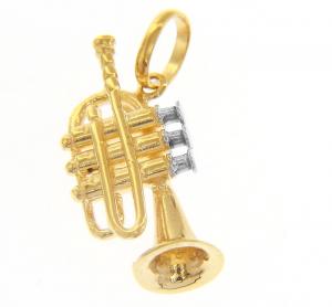 Ciondolo Tromba in oro giallo con collana - gallery