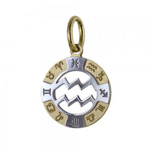 Aquarius Zodiac sign pendant in 18 kt gold 13 mm - gallery