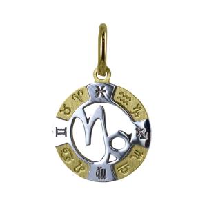 Capricorn Zodiac sign pendant in 18 kt gold 13 mm - gallery