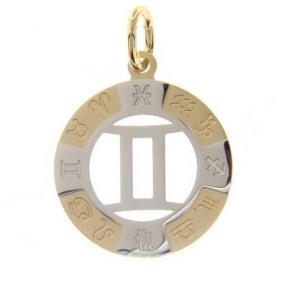 Gemini Zodiac sign pendant in 18 kt gold 13 mm - gallery