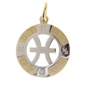 Pisces Zodiac sign pendant in 18 kt gold 13 mm - gallery