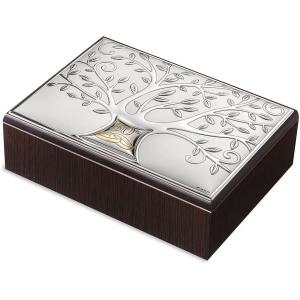 Cofanetto Anniversario 50 Nozze d oro in argento laminato e legno 18 X 13 cm