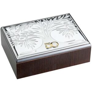 Cofanetto Anniversario 50 Nozze d oro in argento laminato e legno 19 X 14 cm - gallery