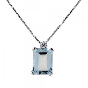 Collana con ciondolo Acquamarina ct 1.50 e Diamante ct 0.04 G - gallery