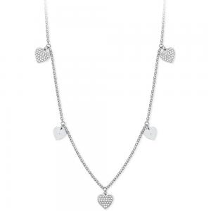 Collana 2jewels in acciaio e cristalli con ciondoli a forma cuore 251760
