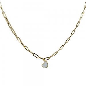 Collana a catena in oro con cuore in madreperla - gallery