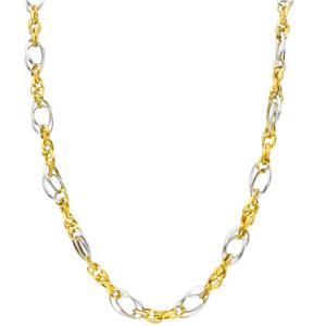 Collana a maglia rolo intrecciata oro giallo e bianco - gallery