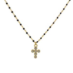 Collana Agios CRUCIS colorata nero con Croce - gallery