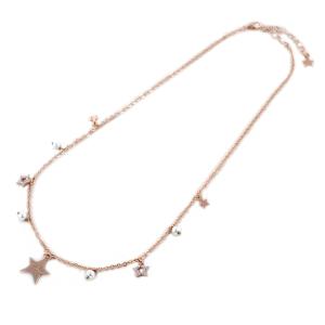 Collana Amelie da donna in argento rosato con stelle e perline - gallery